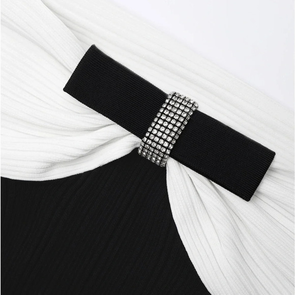 Self Portrait Black Knit Bow Mini Dress - Picture 6 of 10